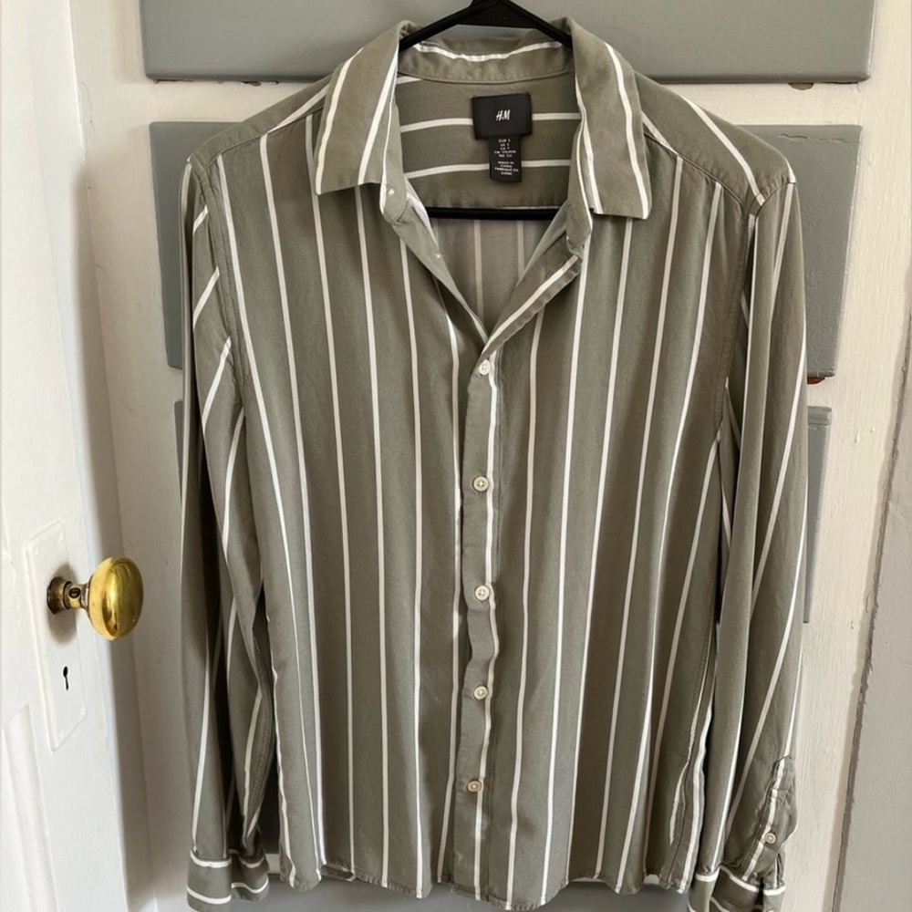 Green and White Button-Down